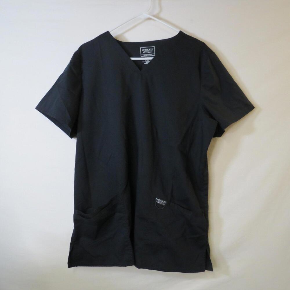 CHEROKEE Authentic Workwear Womens Black Scrub Top Size XL RN93643